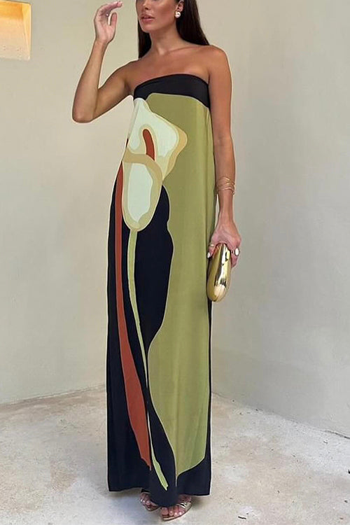 Soleia Strapless Abstract Maxi Dress