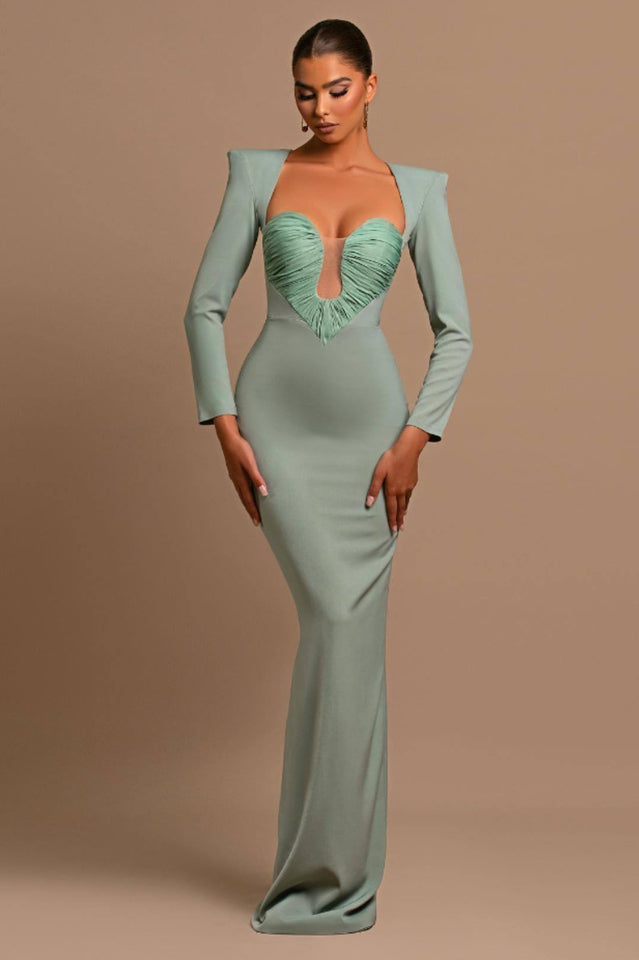 Celestia Ruched Long Sleeve Maxi Dress