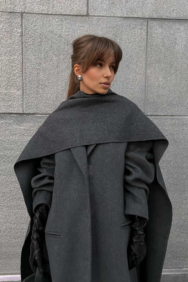 Monaco Wool Cape Coat with Scarf