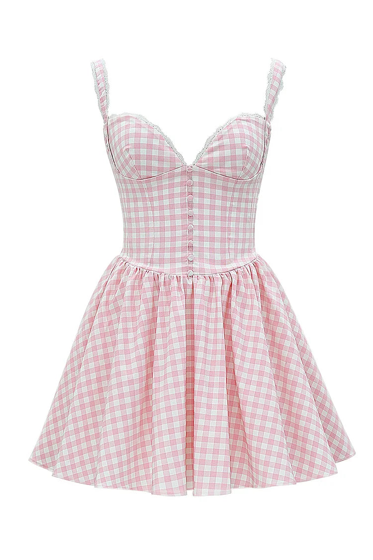 Lottie Gingham Sweetheart Mini Dress