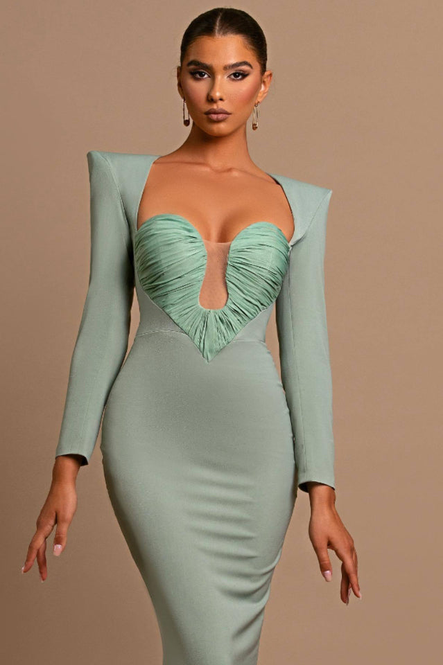 Celestia Ruched Long Sleeve Maxi Dress