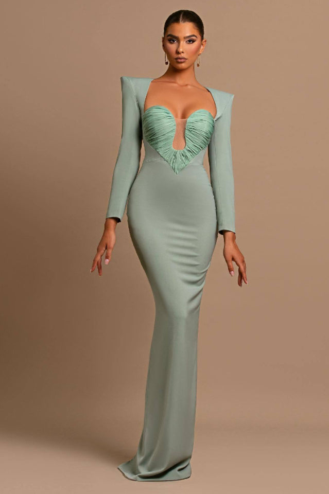 Celestia Ruched Long Sleeve Maxi Dress