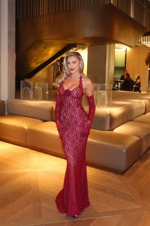 Valencia Lace Halter Maxi Dress