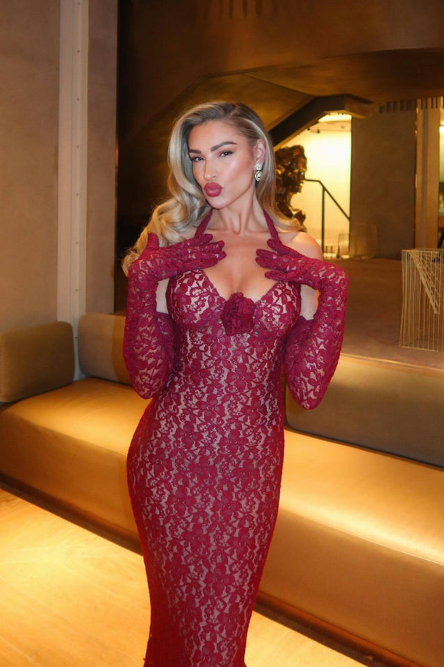 Valencia Lace Halter Maxi Dress