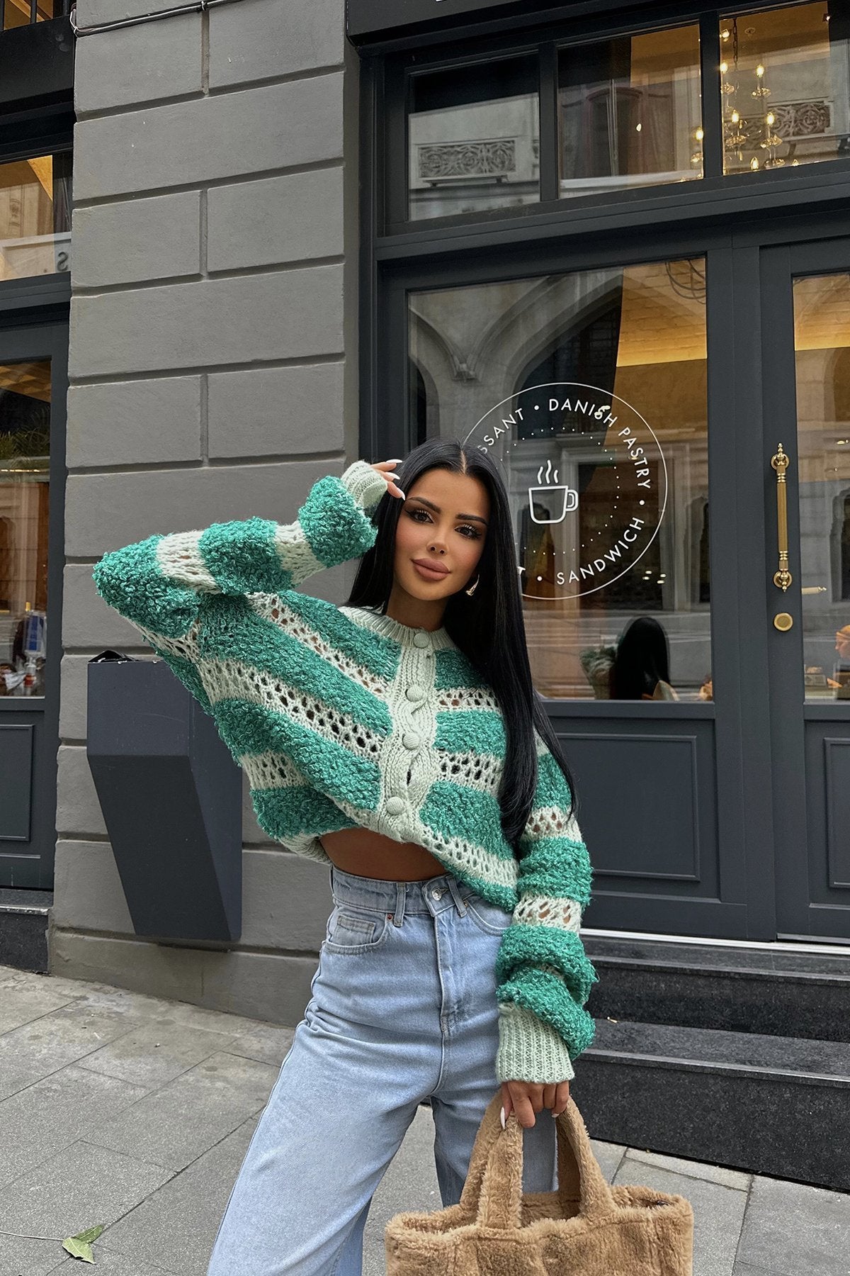 Fernlane Textured Stripe Cardigan