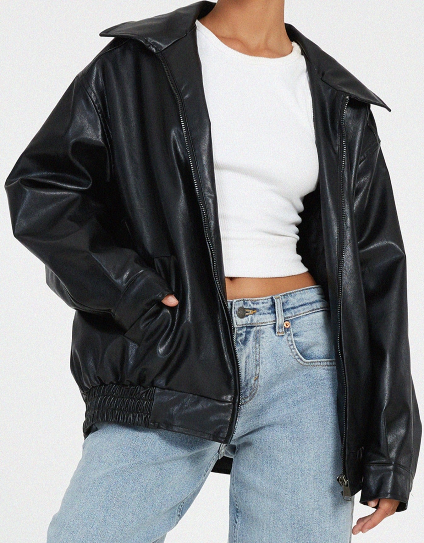 Harlin Oversized PU Zip Jacket