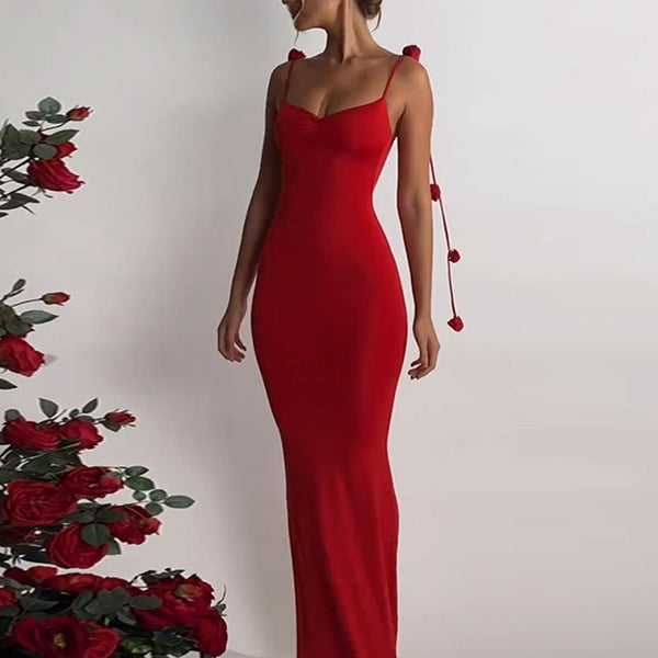 Rosefall Tie-Strap Maxi Dress