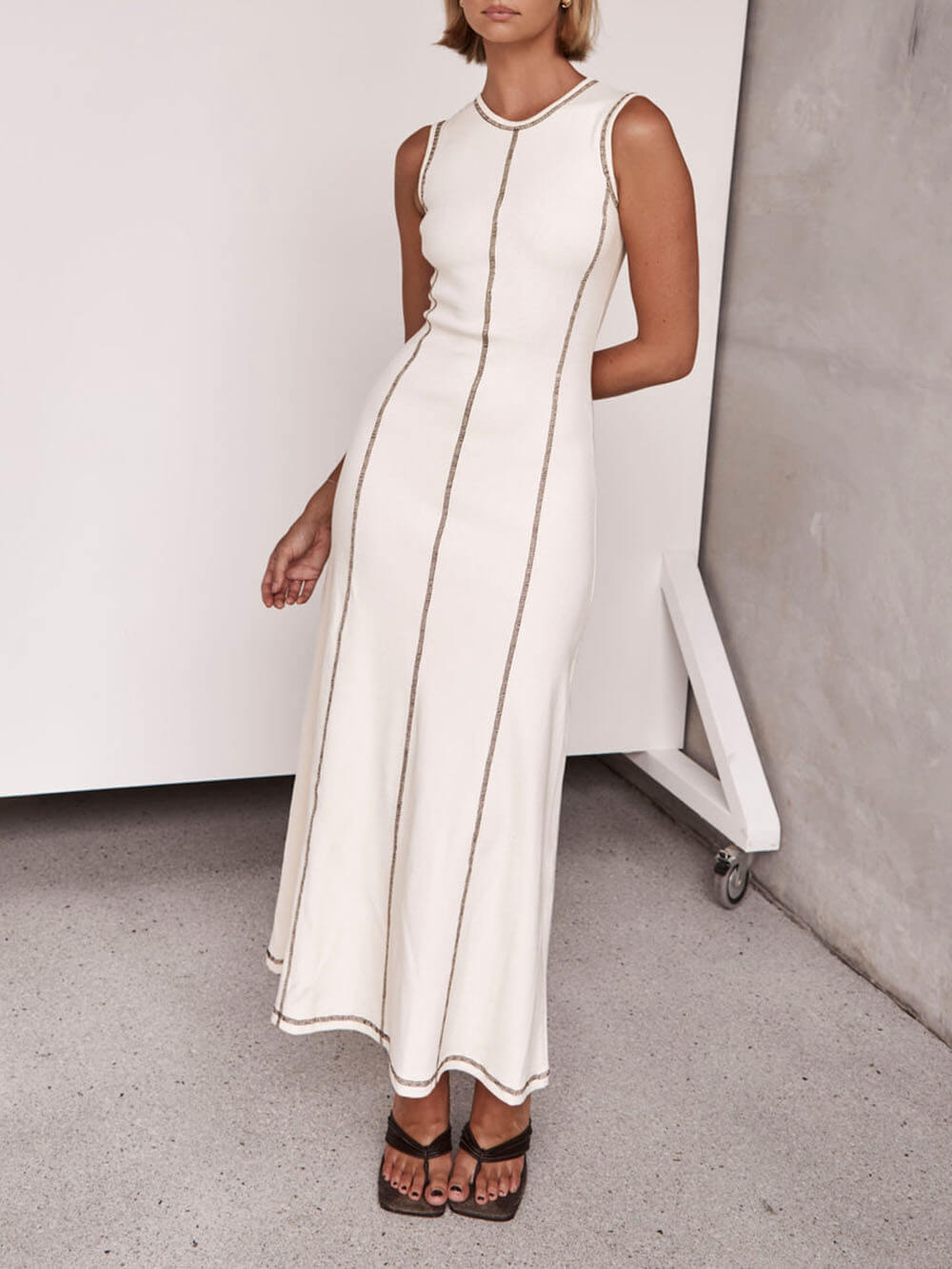 Linear Muse Knit Maxi Dress