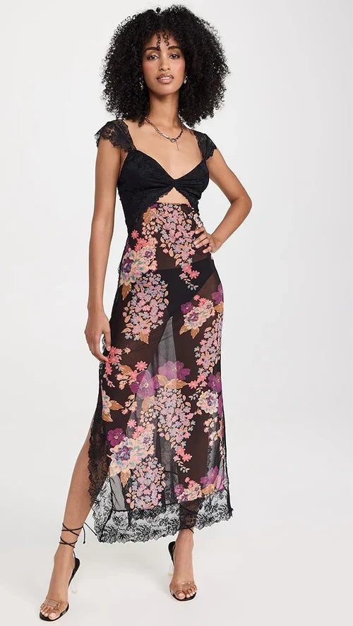 Midnight Bloom Lace Maxi