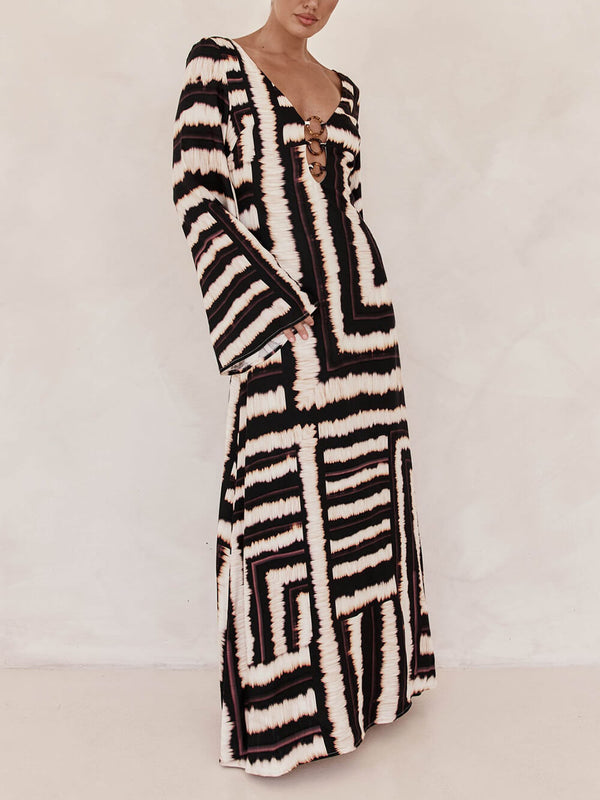 Savanna Maze Ring-Detail Maxi Dress