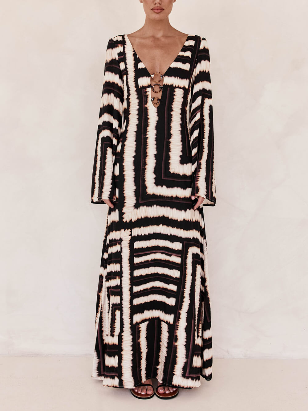 Savanna Maze Ring-Detail Maxi Dress