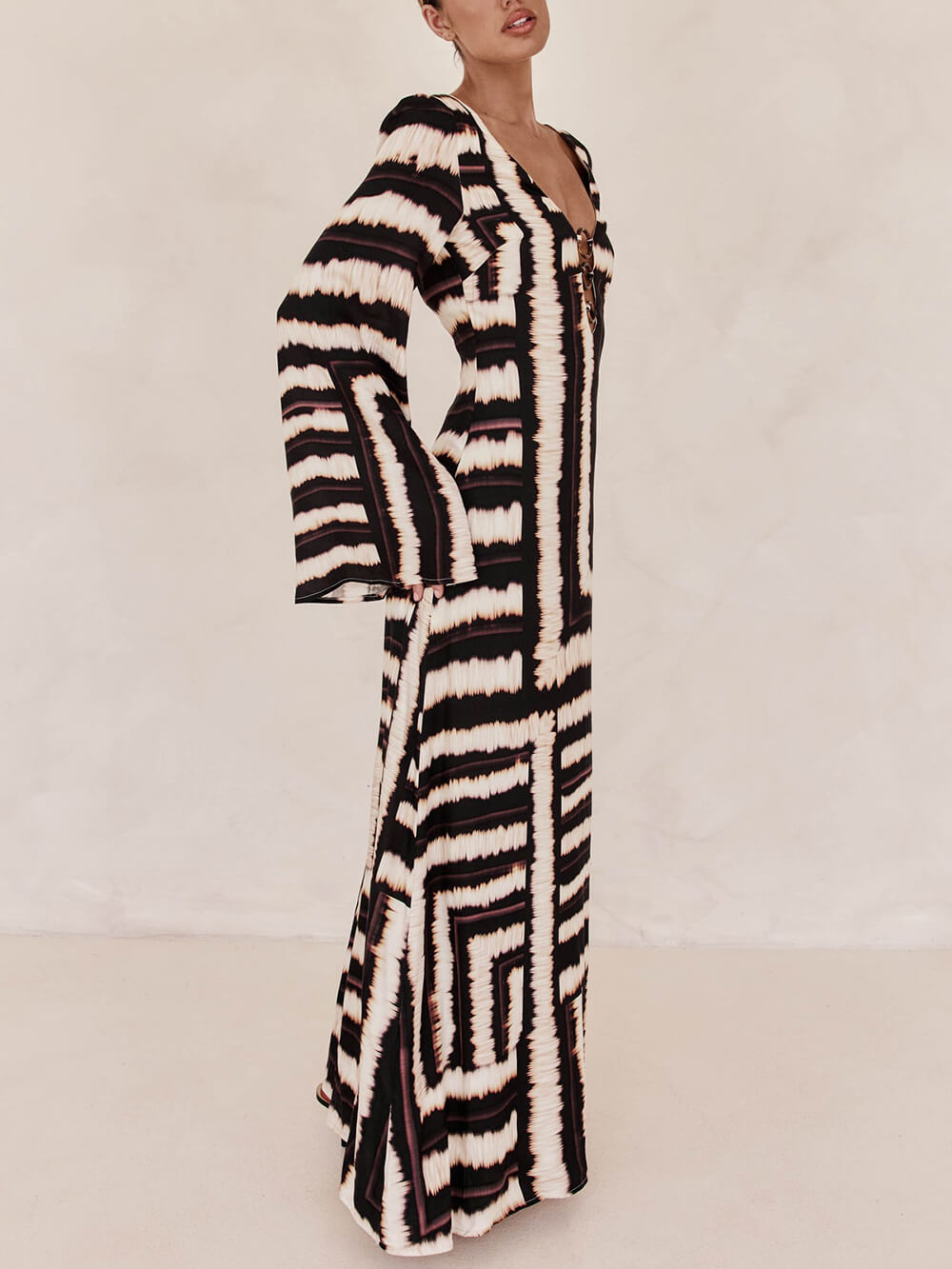 Savanna Maze Ring-Detail Maxi Dress