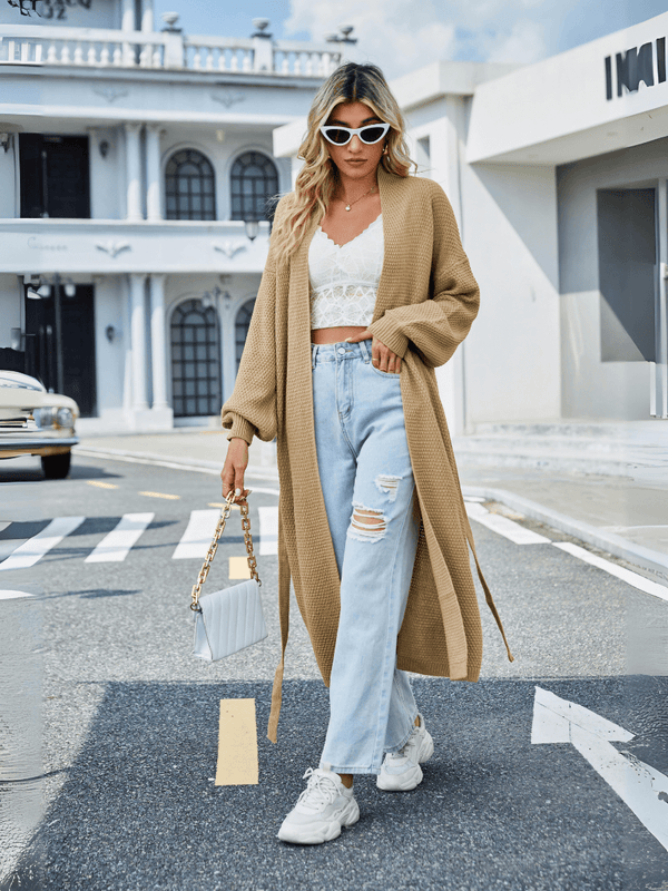Khaki Skyline Drift Longline Cardigan