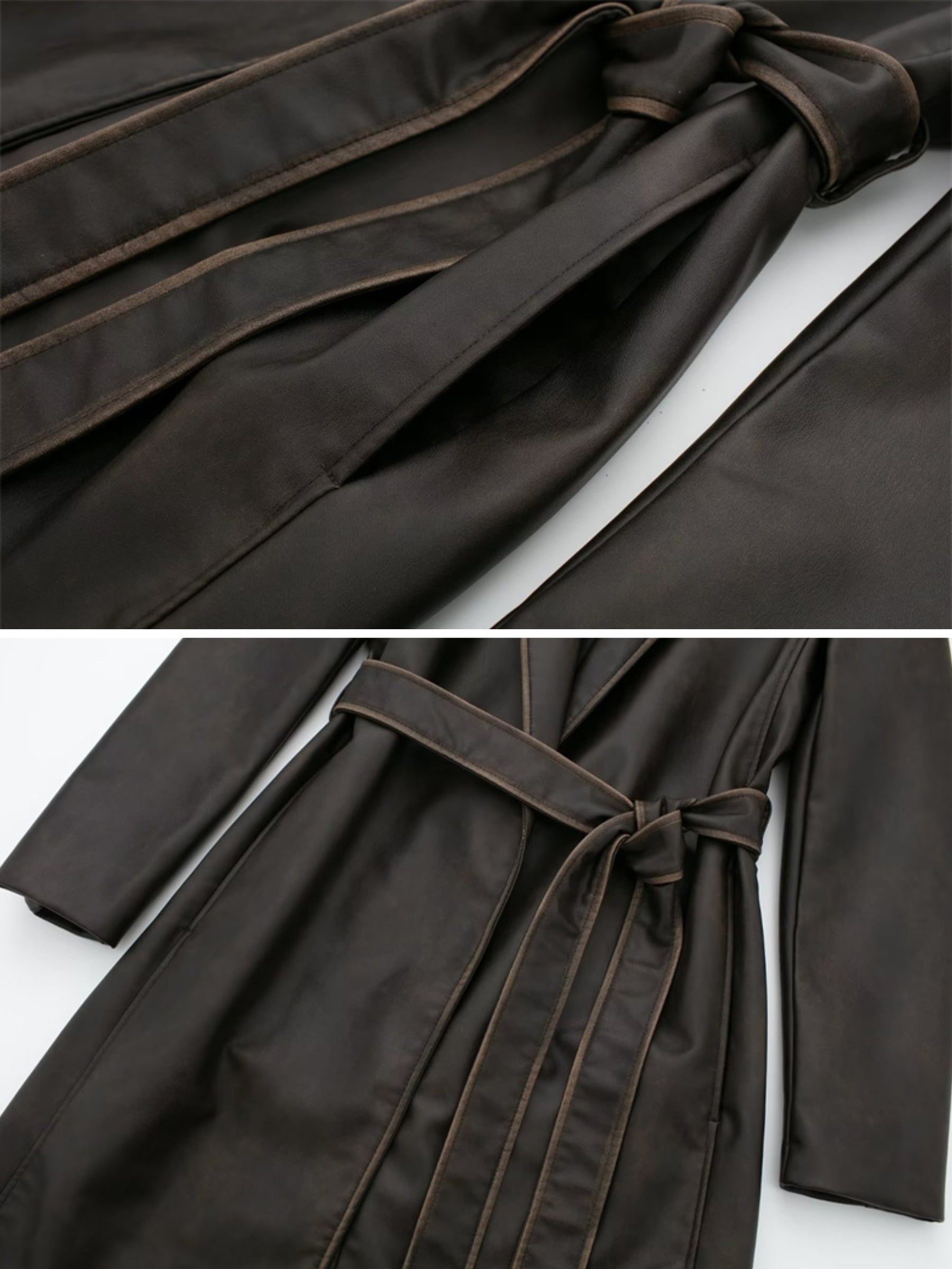Marcelline Belted Leather Trench