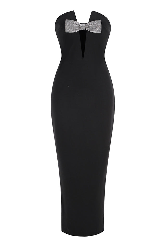 Aurora Bow Detail Strapless Maxi Dress