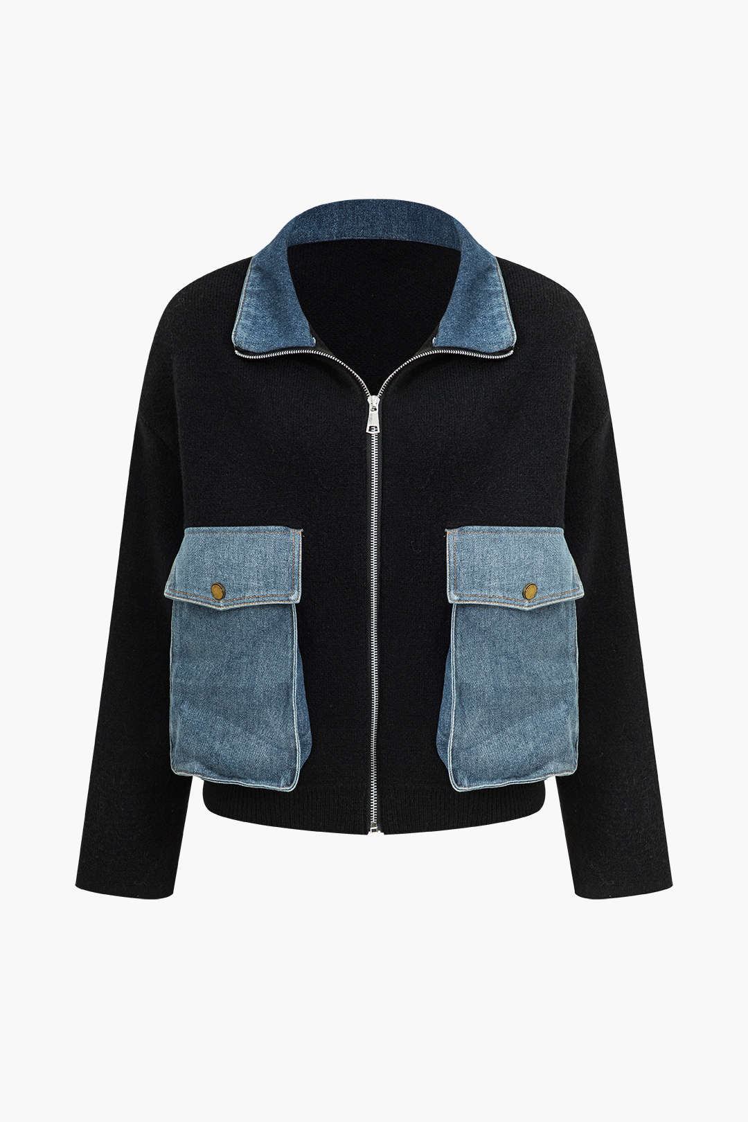 Riley Two-Tone Knit Zip Jacket