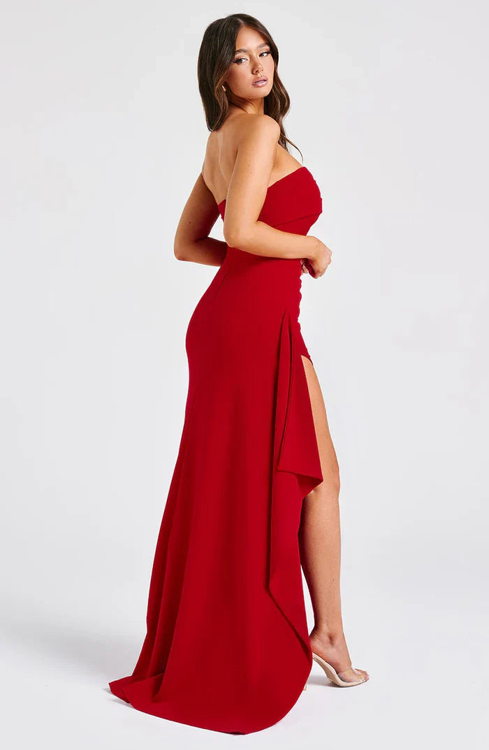 Red Luna Strapless Maxi Dress