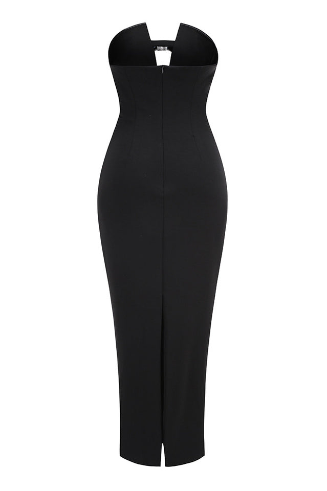 Aurora Bow Detail Strapless Maxi Dress