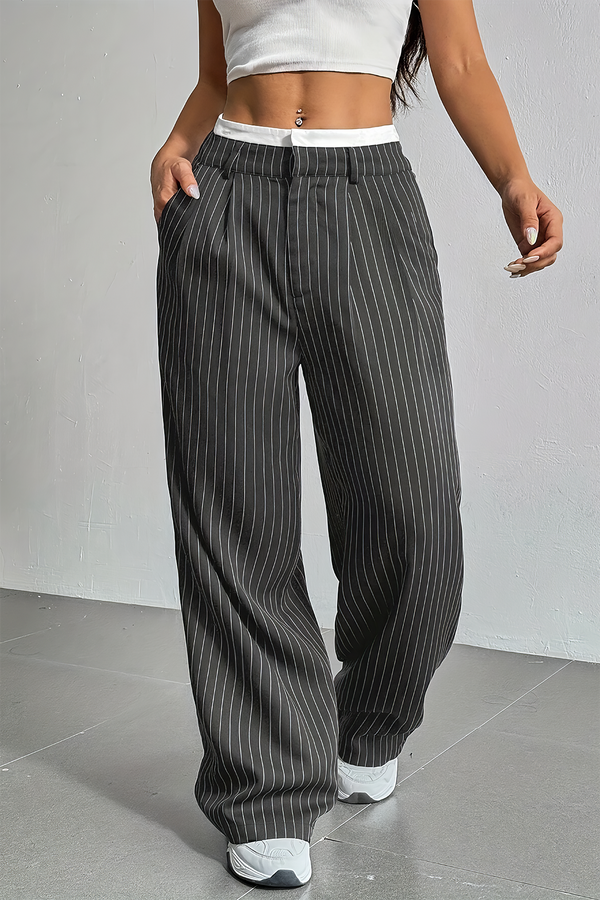 Striped High-Waist Trousers