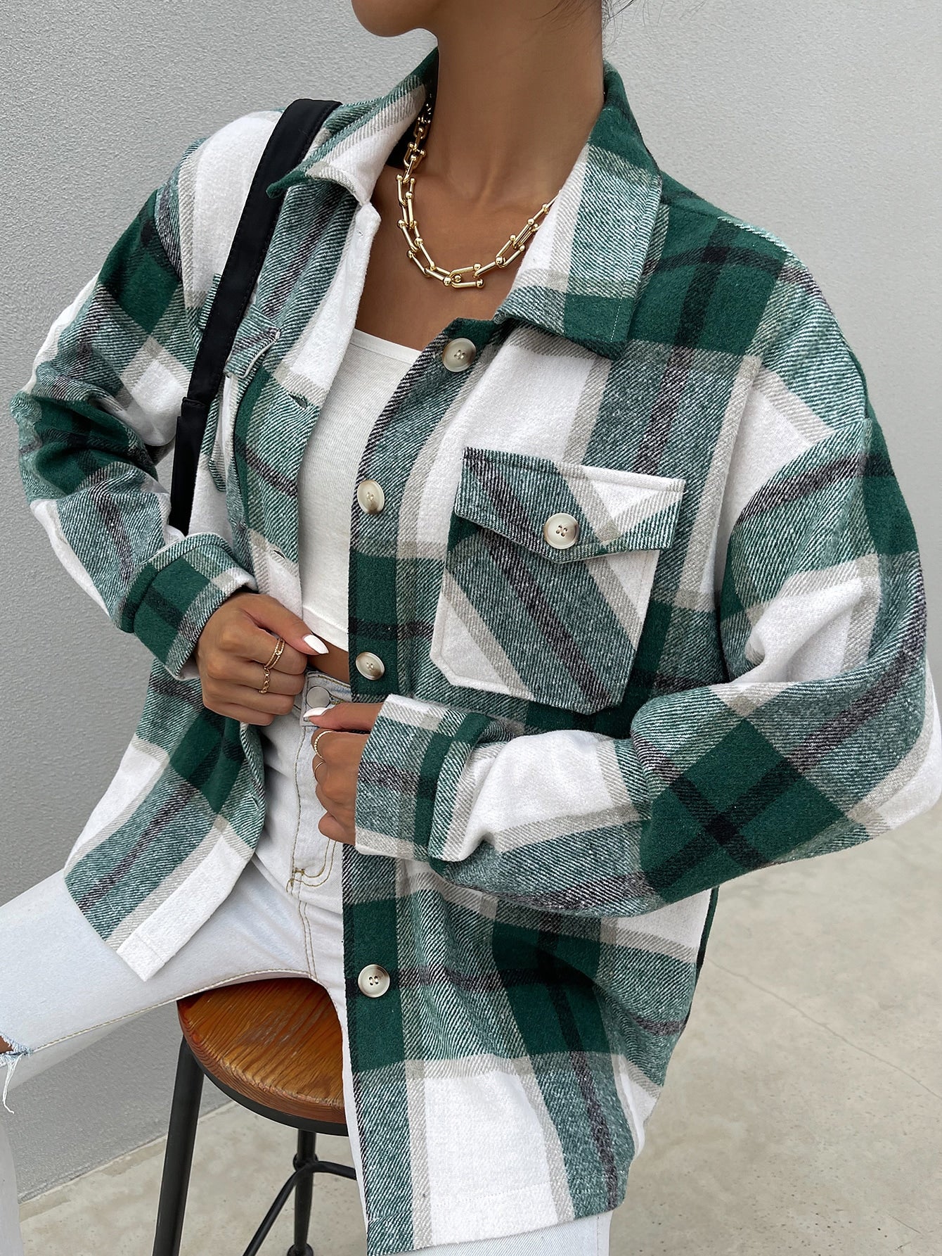 Off Grid Checked Button-Up Jacket