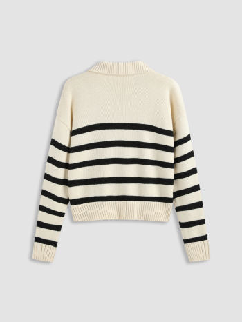 Striped Knit Polo Top