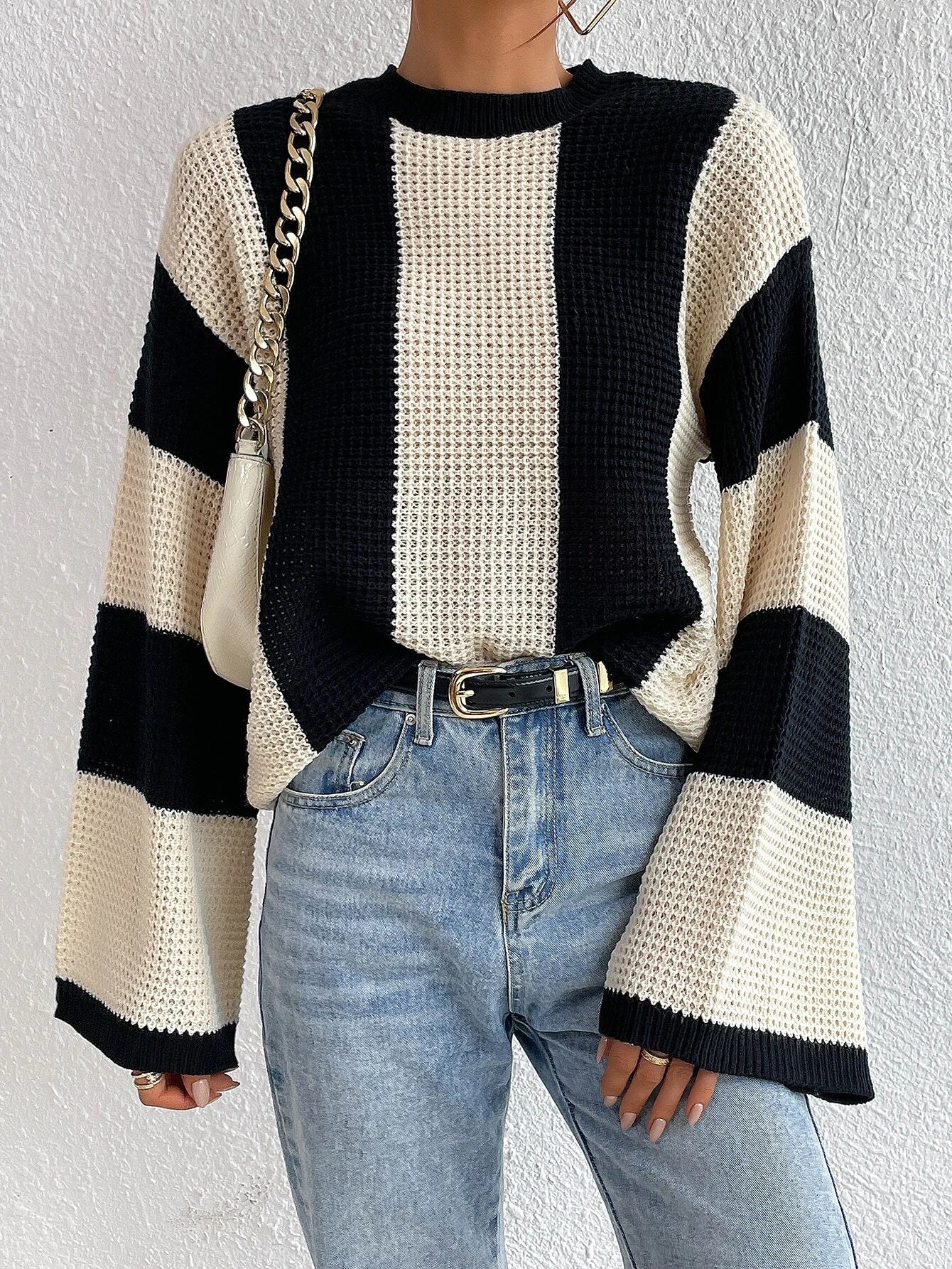 Downtown Stripe Waffle Knit Jumper
