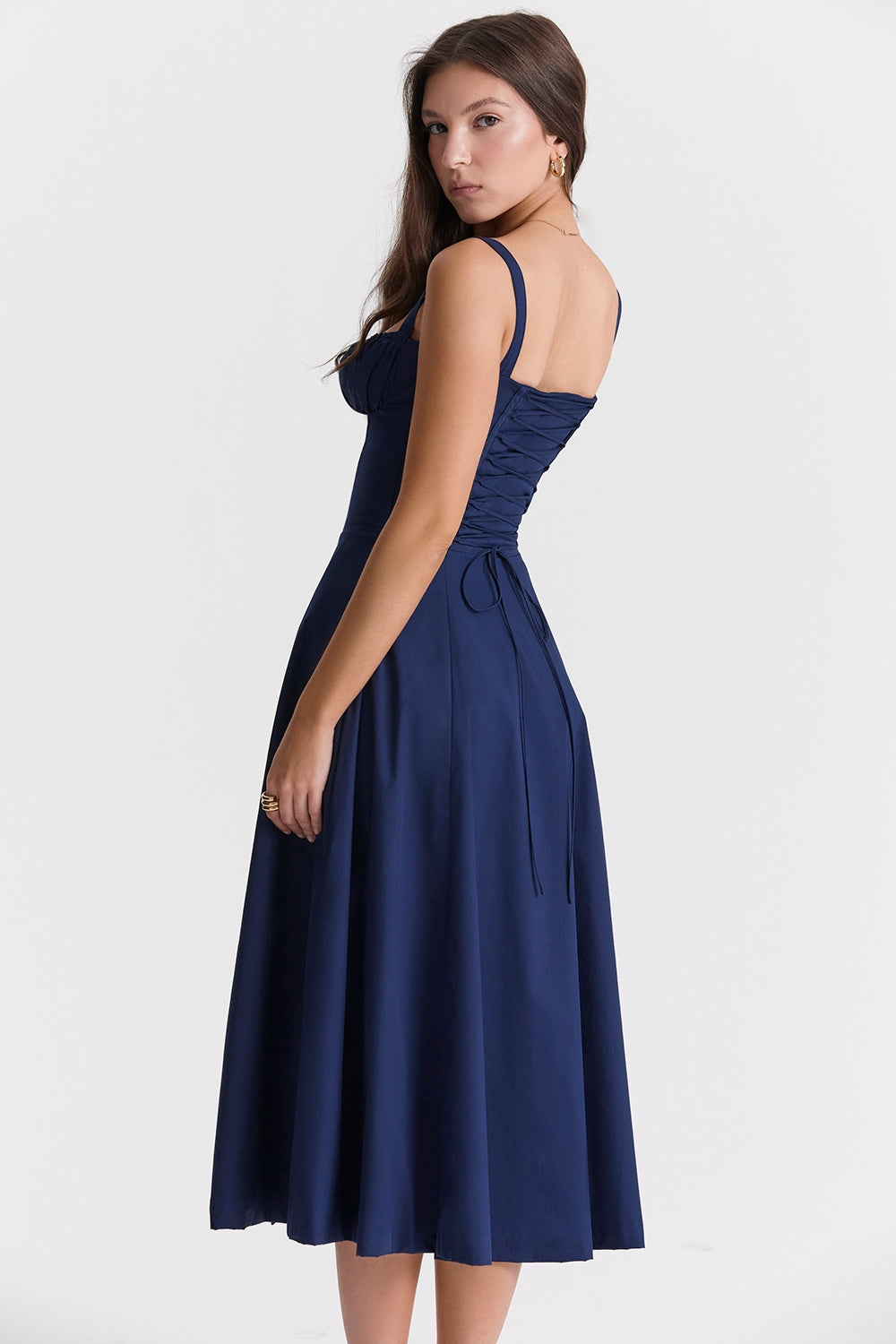 Navy Rosalind Corset Midi Dress