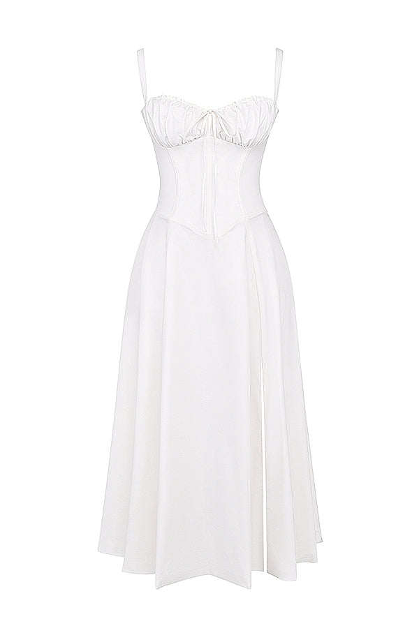 White Rosalind Corset Midi Dress