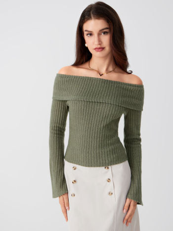 Elegance Off-Shoulder Long-Sleeve Top