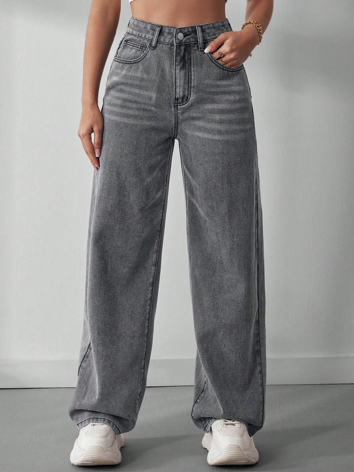 Off Duty Wide-Leg Denim Pants