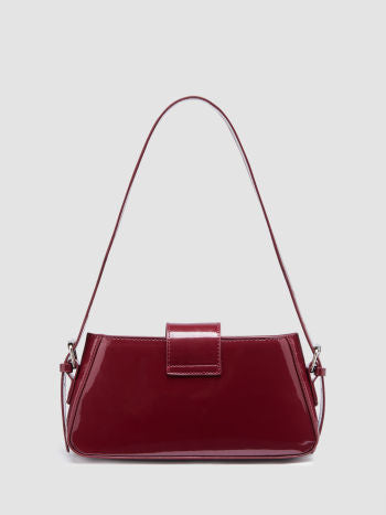 Double Buckle Faux Leather Shoulder Bag