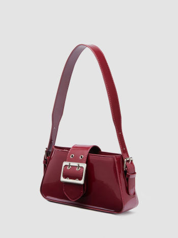 Double Buckle Faux Leather Shoulder Bag