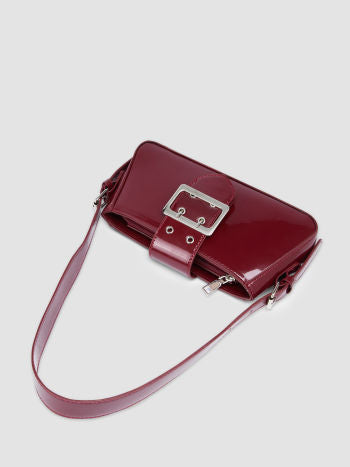 Double Buckle Faux Leather Shoulder Bag