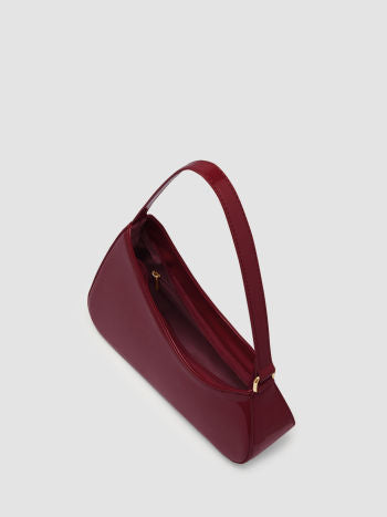 Glossy Faux Leather Shoulder Bag