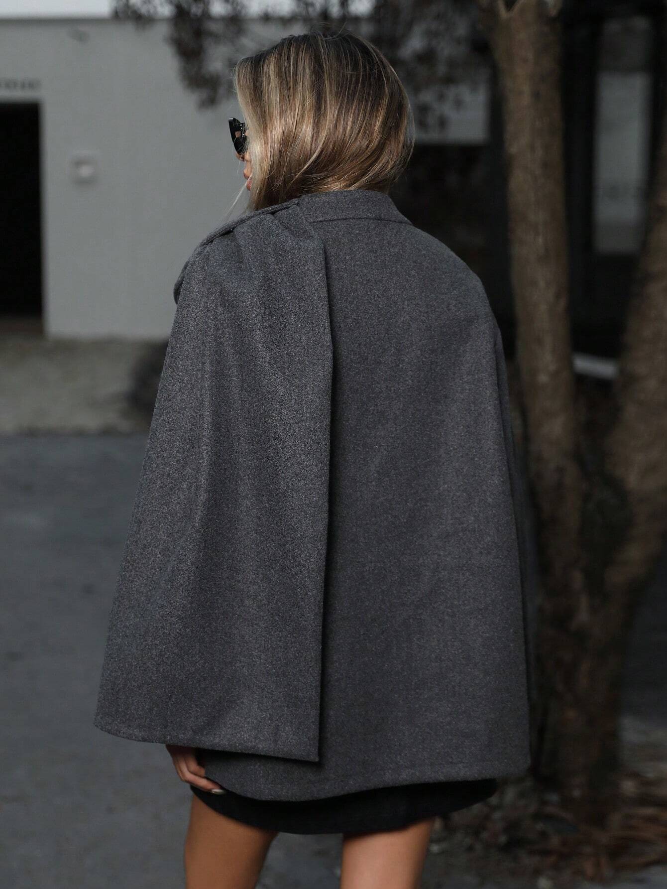 Midnight Drape Wool Cape Jacket