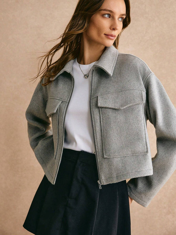 Grey Ridge Zip-Up Wool Jacket