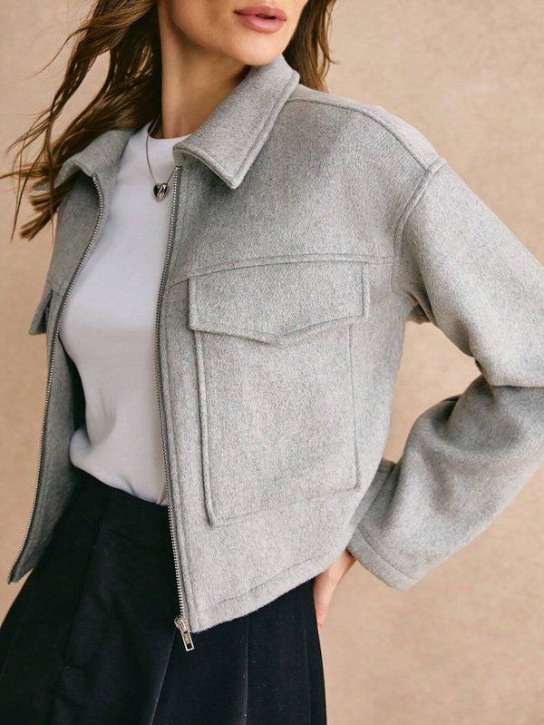 Grey Ridge Zip-Up Wool Jacket