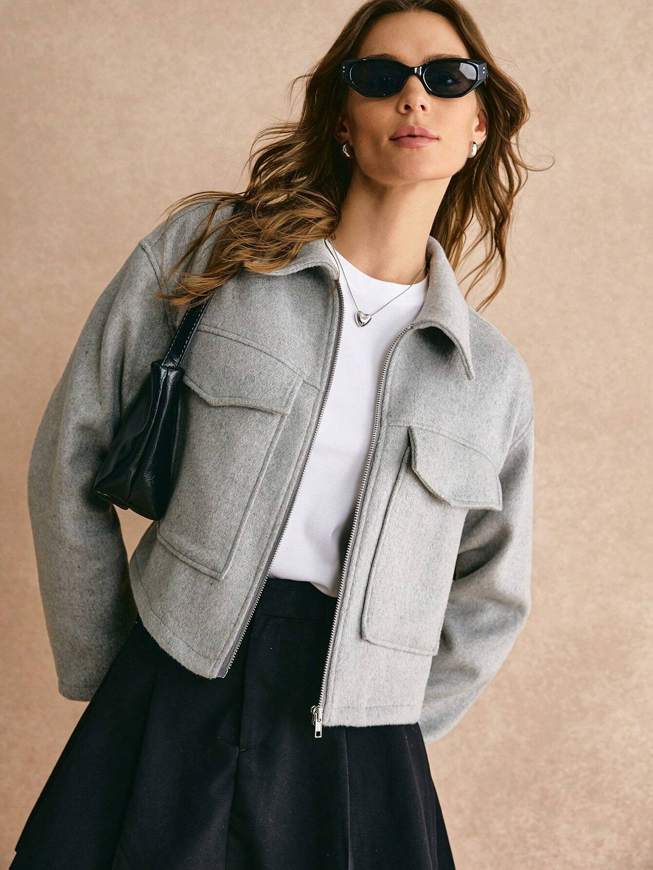 Grey Ridge Zip-Up Wool Jacket
