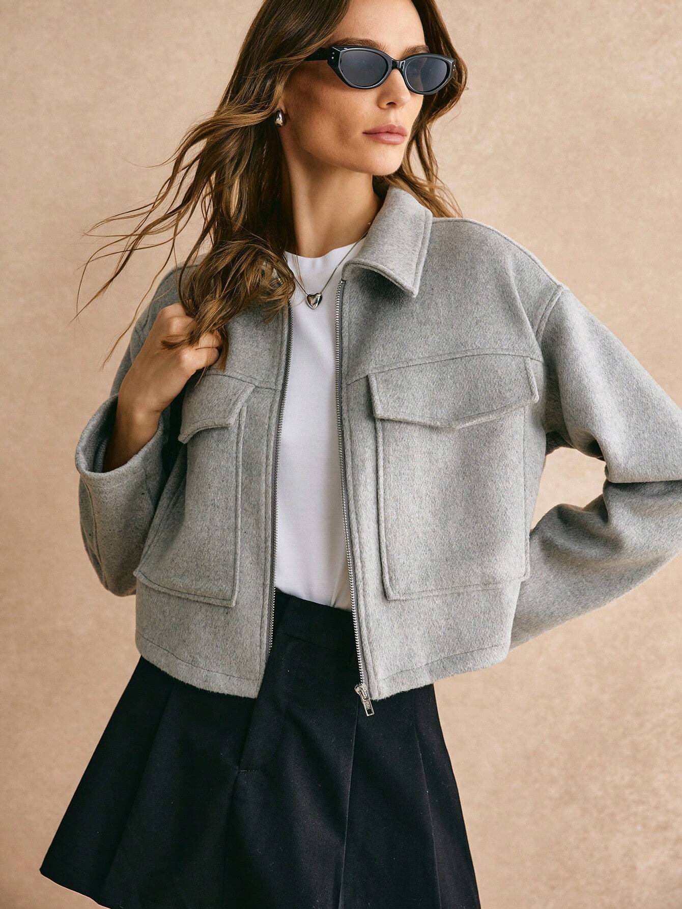 Grey Ridge Zip-Up Wool Jacket
