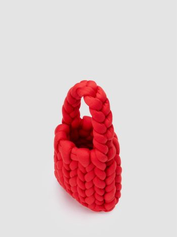 Crimson Weave Statement Bag