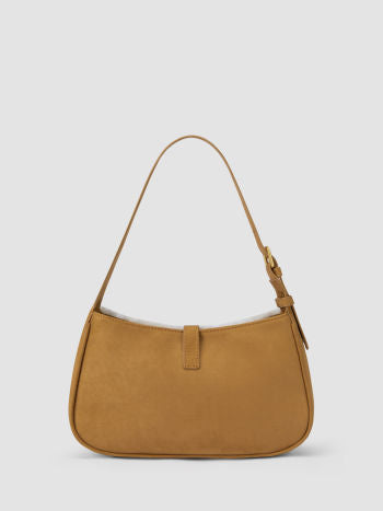 Suede Shoulder Bag with Faux Fur Trim