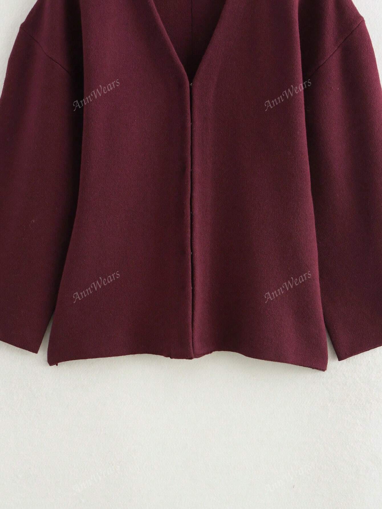 Bordeaux Cinch Button-Up Knit Top