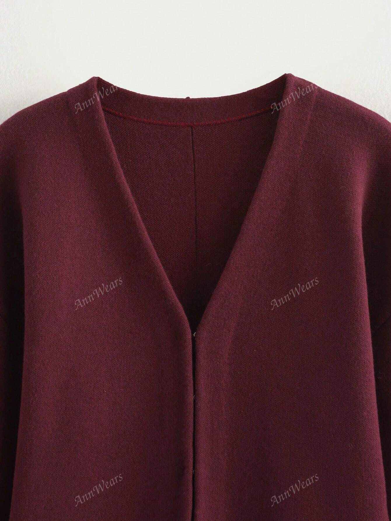 Bordeaux Cinch Button-Up Knit Top