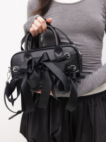 Bow Detail Faux Leather Handbag & Shoulder Bag