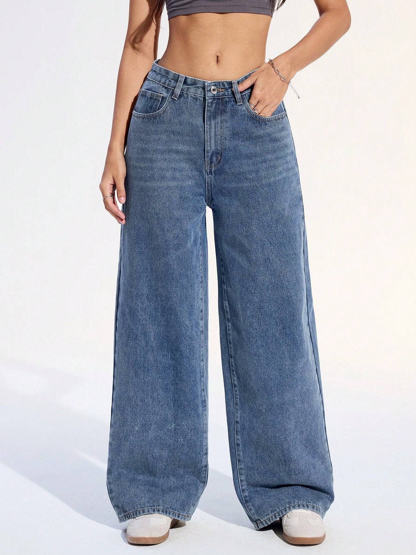 Off Duty Wide-Leg Denim Pants
