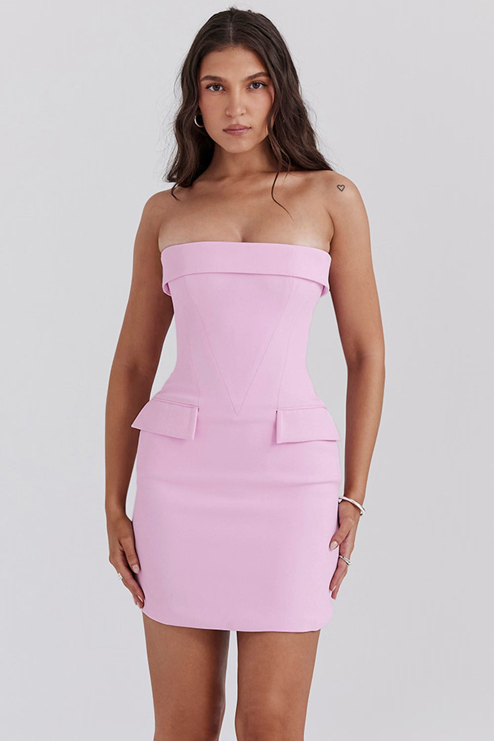 Pink Valencia Strapless Mini Dress