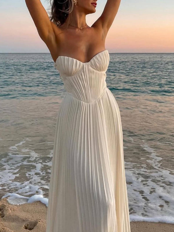 Ethereal Sunset Pleated Maxi Dress