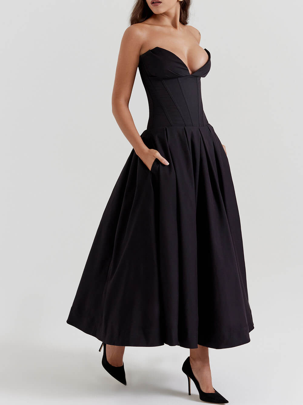 Moonlit Affair Strapless Midi Dress