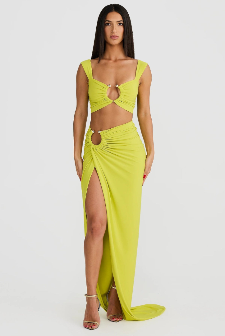 Starlit Yellow Cut-Out Maxi Dress