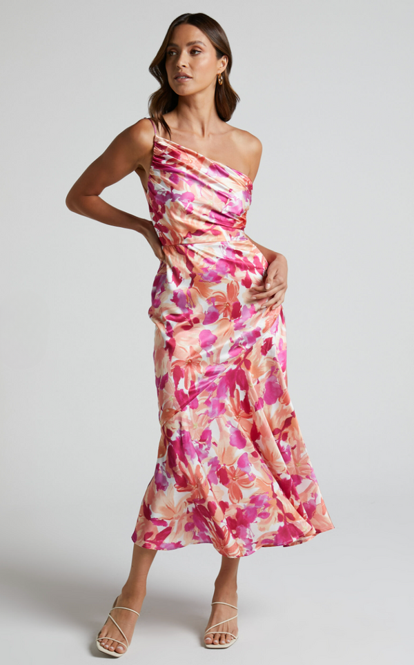 Sunkissed Bloom Satin Midi Dress